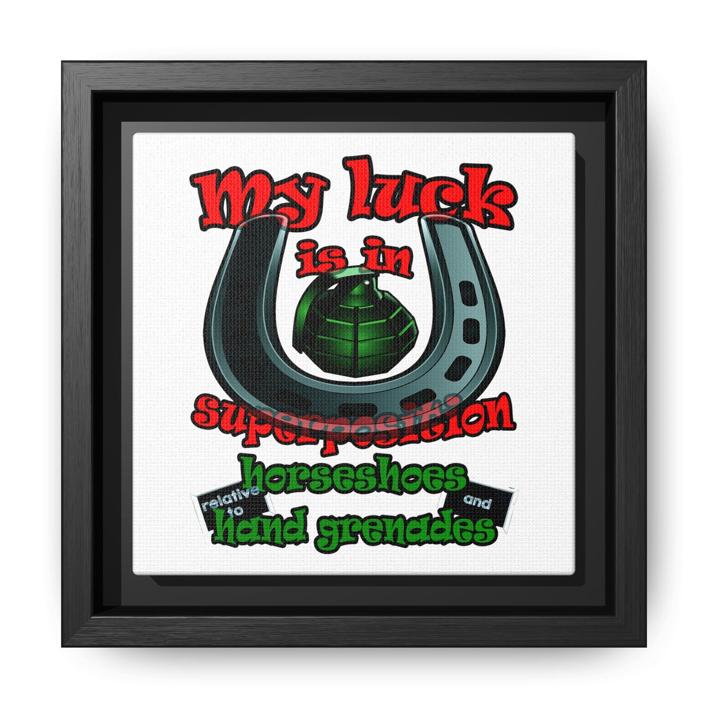 my luck - framed canvas art (white)