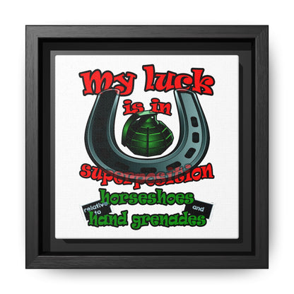 my luck - framed canvas art (white)