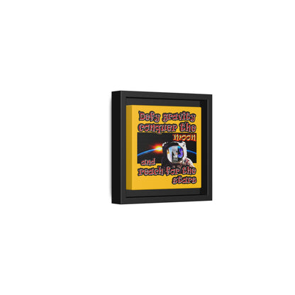 defy conquer reach - framed canvas art (yellow)