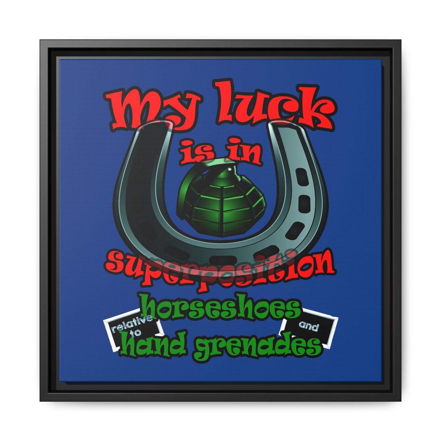 my luck - framed canvas art (dark blue)
