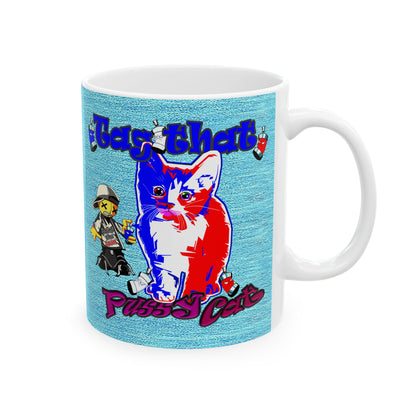 tag that - White Mug (faded blue)