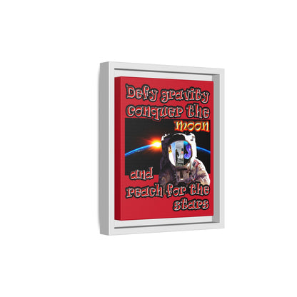 defy conquer reach - framed canvas art (dark red)