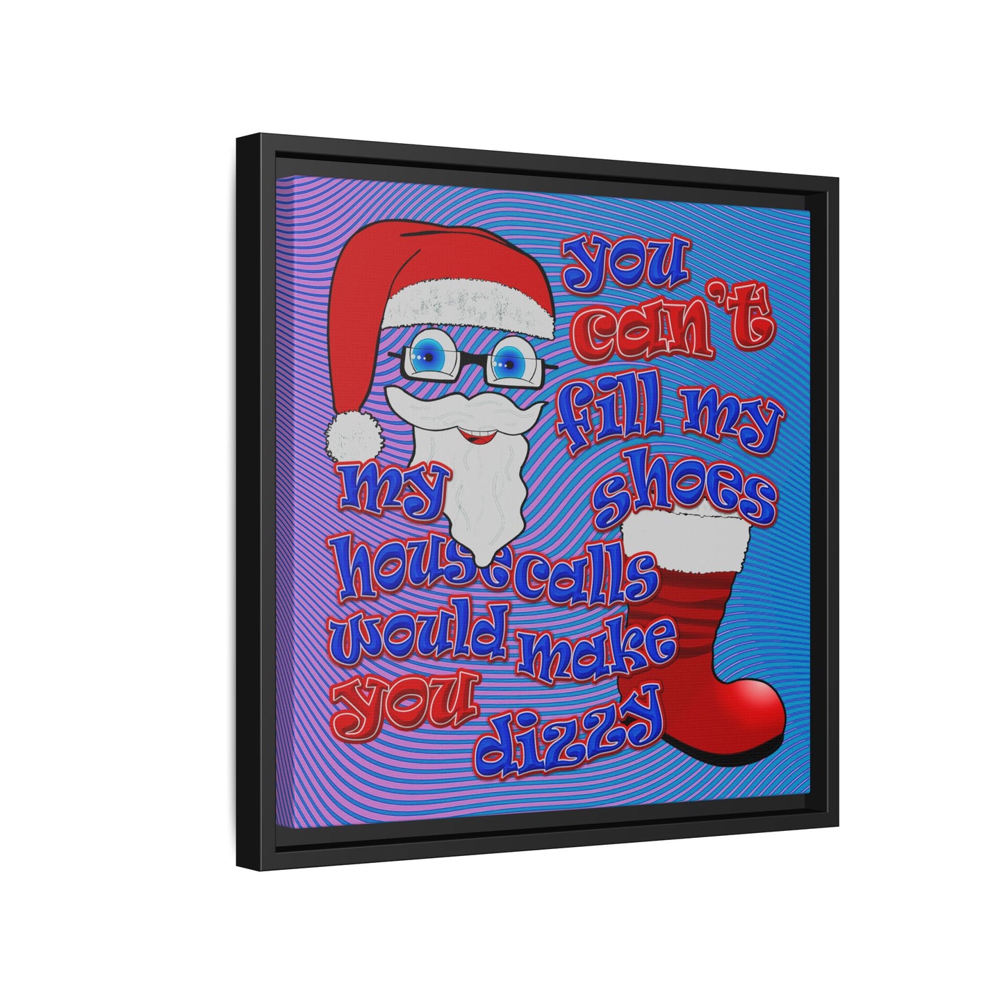 santa's shoes - framed canvas art (light blue-purple wave)