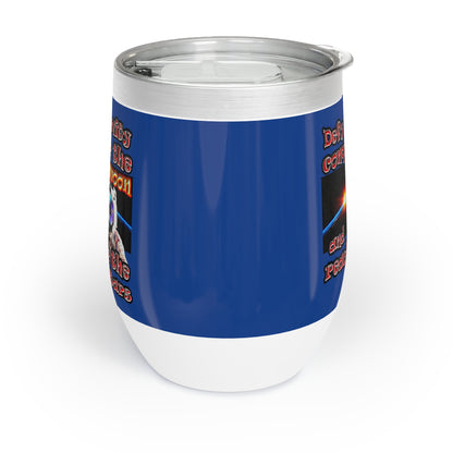 defy conquer reach - Chill Wine Tumbler (dark blue)