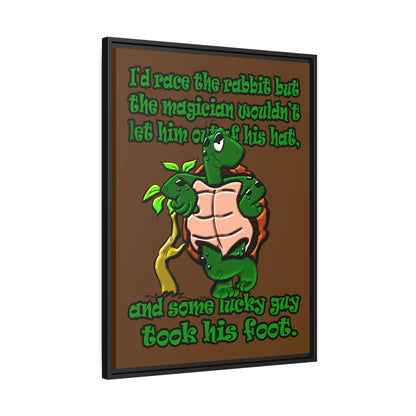 turtle race - framed canvas art (brown)