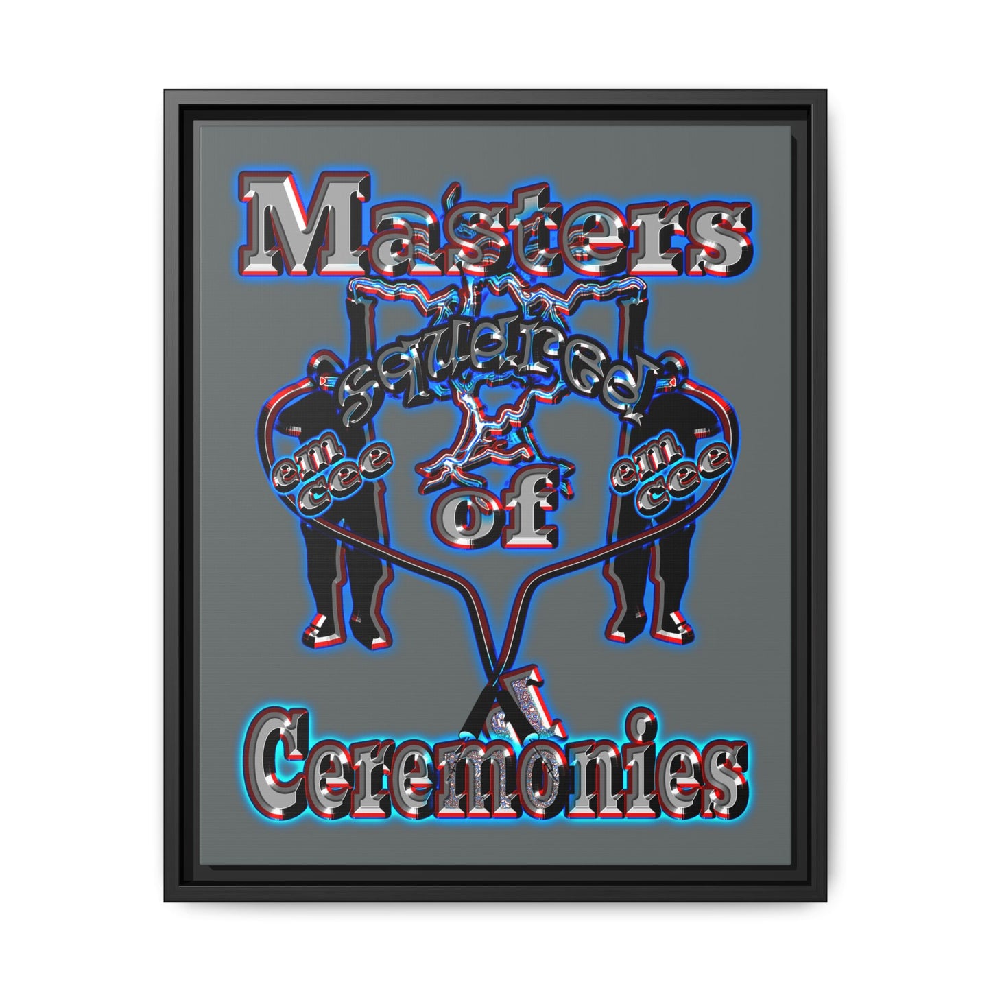 em cee squared - framed canvas art (dark grey)