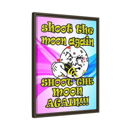 shoot the moon again - framed canvas art (light blue-pink wave)