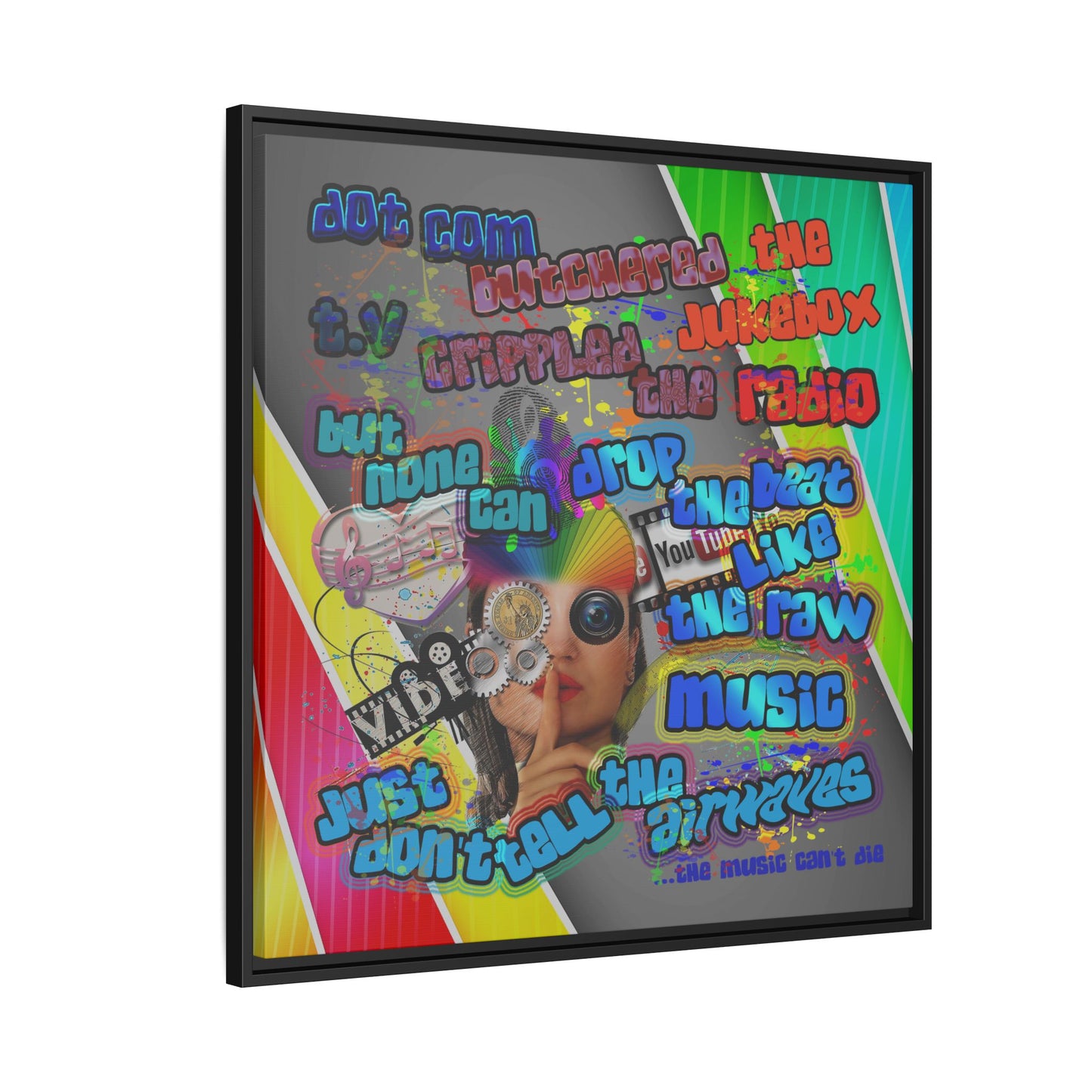 drop the beat - framed canvas art (rainbow split)