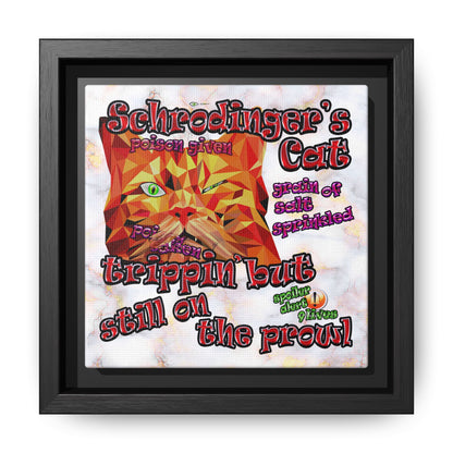 schrodinger's cat - framed canvas art (white marble)