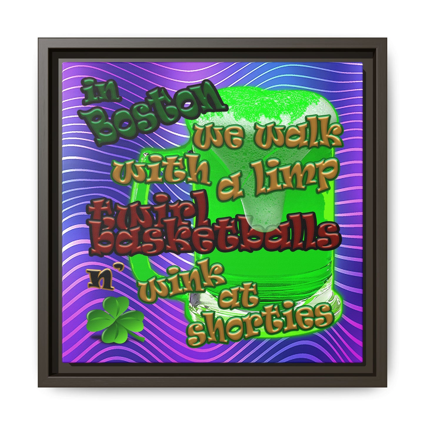 celtics logo - framed canvas art (purple wave)