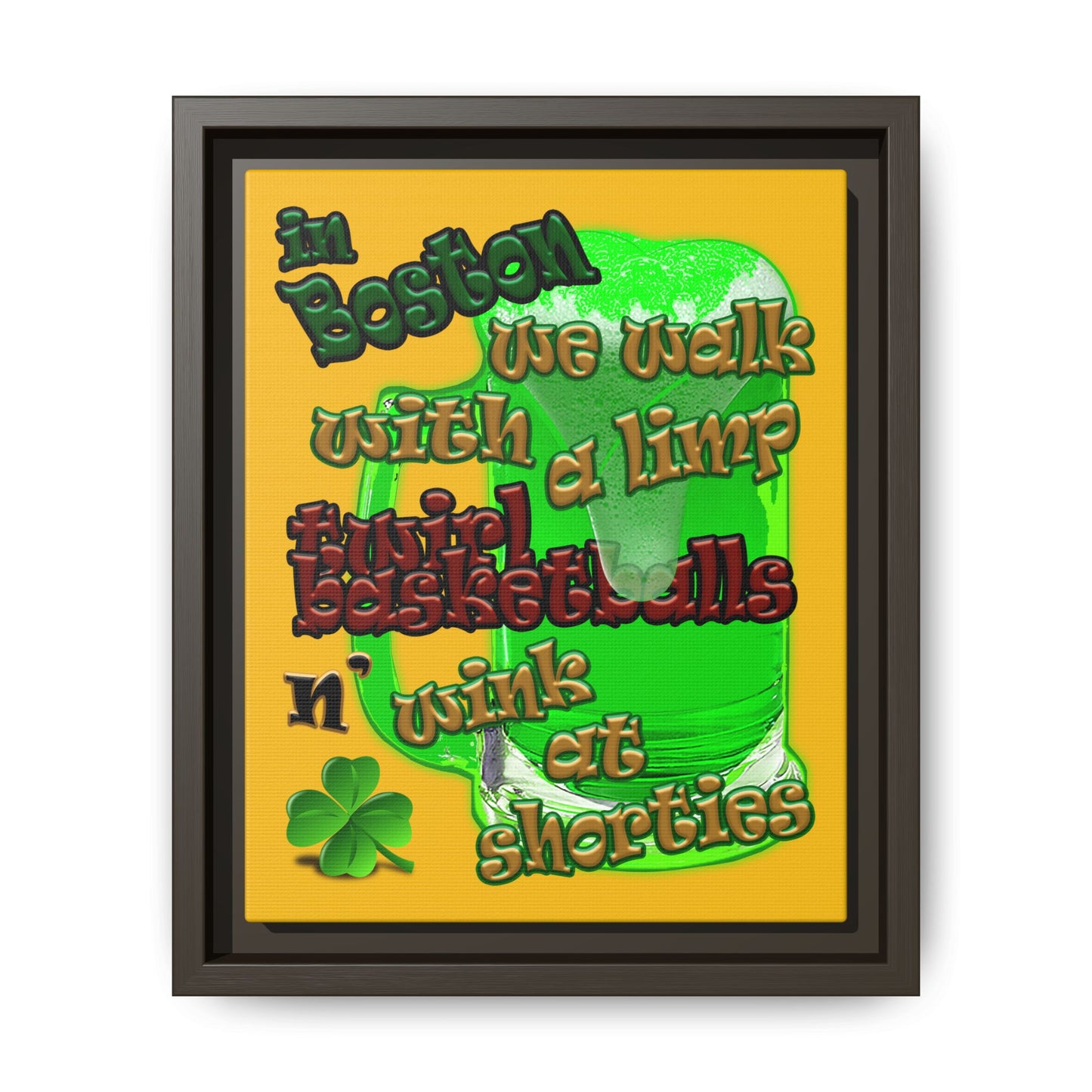 celtics logo - framed canvas art (yellow)