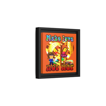 love peace - framed canvas art (orange)