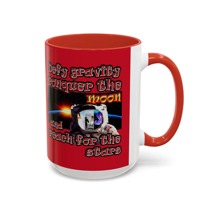 defy conquer reach - Accent Mug (dark red)