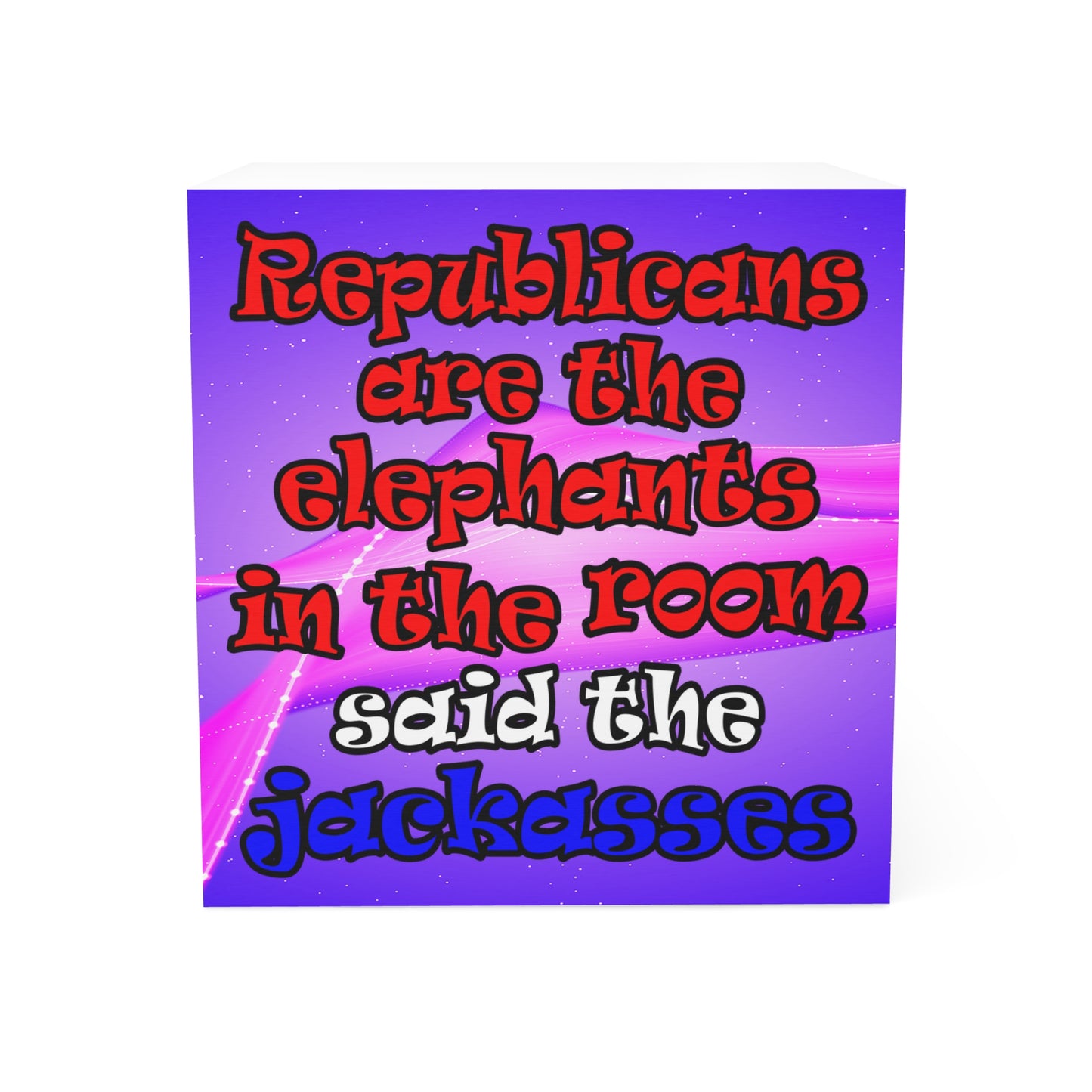 donkeys and elephants - note cube (purple-pink wave)