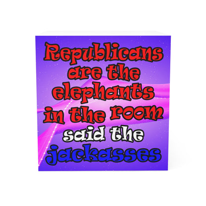 donkeys and elephants - note cube (purple-pink wave)