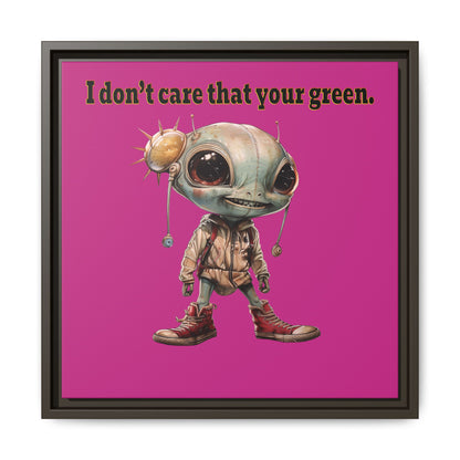 I don't care that your green - framed canvas art (pink)