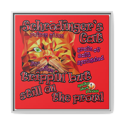 schrodinger's cat - framed canvas art (red)