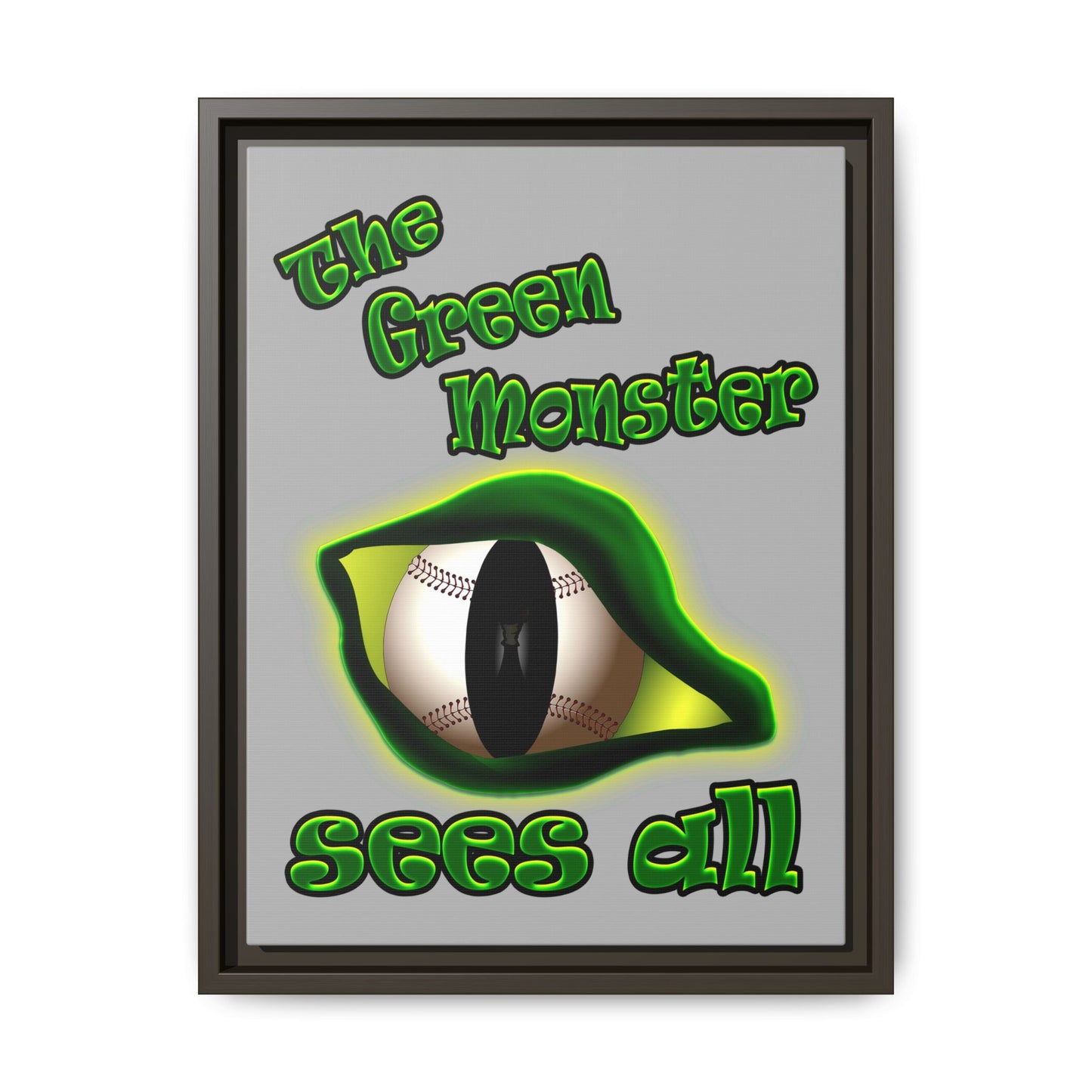 green monster - framed canvas art (light grey)