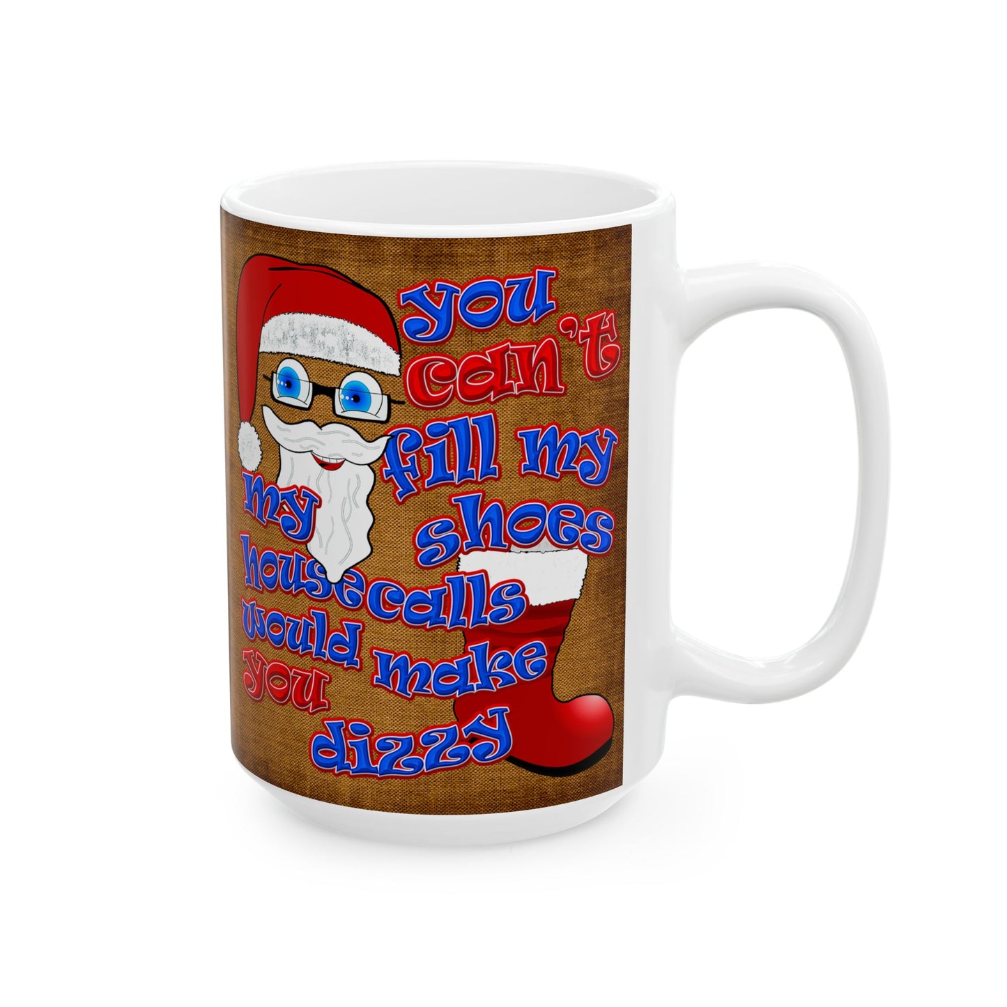 santa's shoes - White Mug (brown papyrus)