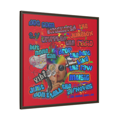 drop the beat - framed canvas art (dark red)