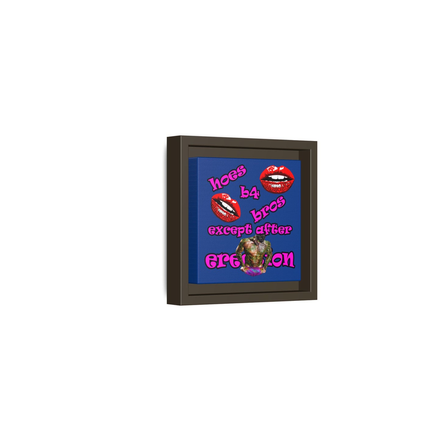 hoes b4 bros - framed canvas art (dark blue)