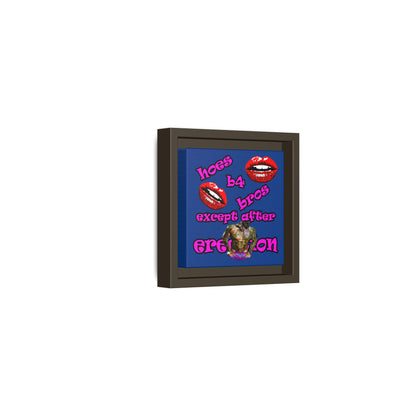 hoes b4 bros - framed canvas art (dark blue)