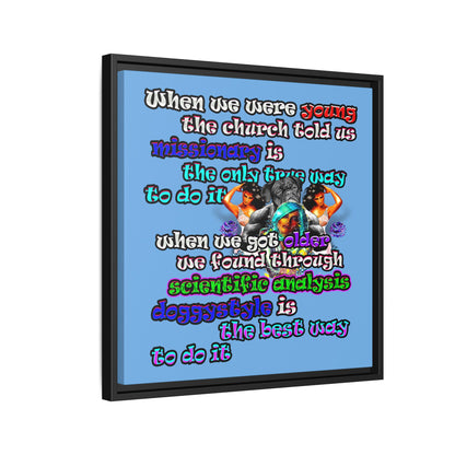 doggystyle - framed canvas art (light blue)
