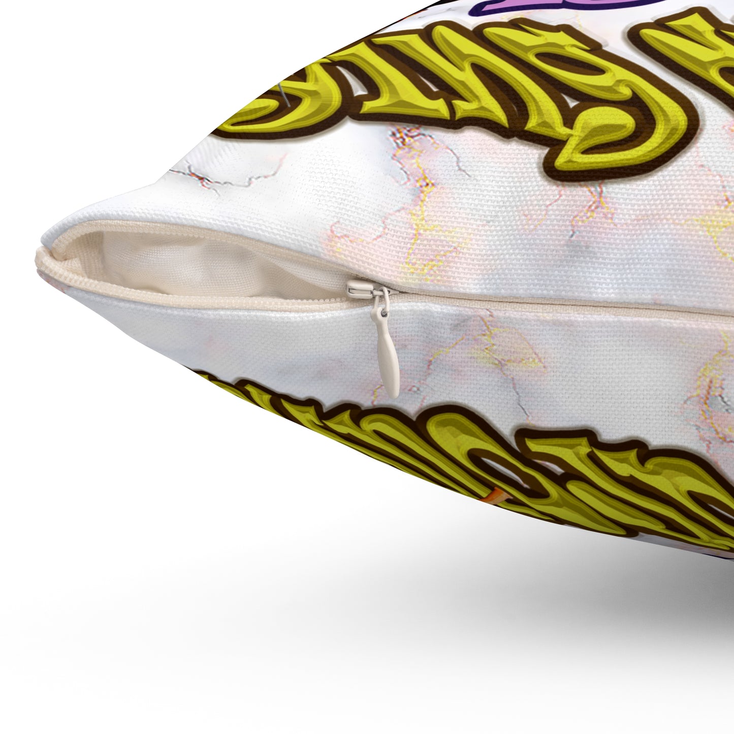the bum's shit - Spun Polyester Square Pillow - (white marble)