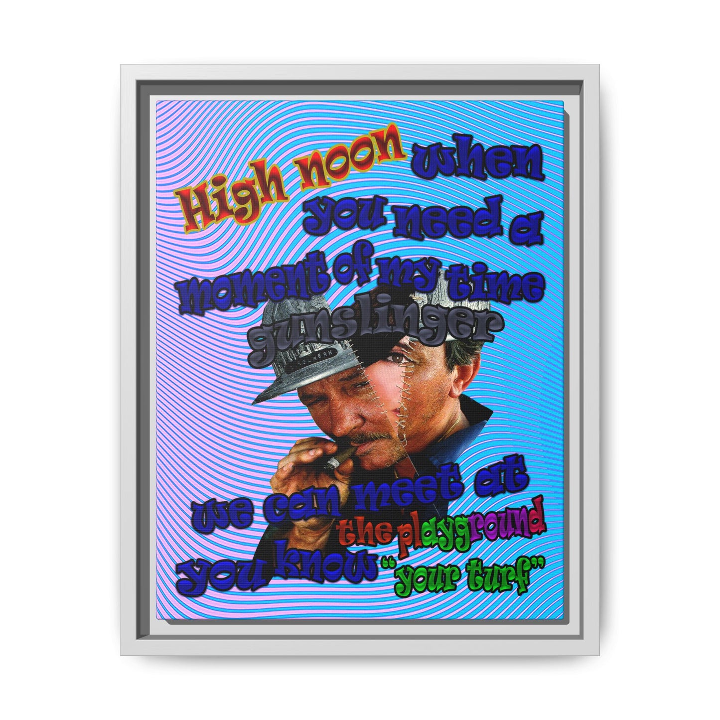 high noon - framed canvas art (light blue-purple wave)