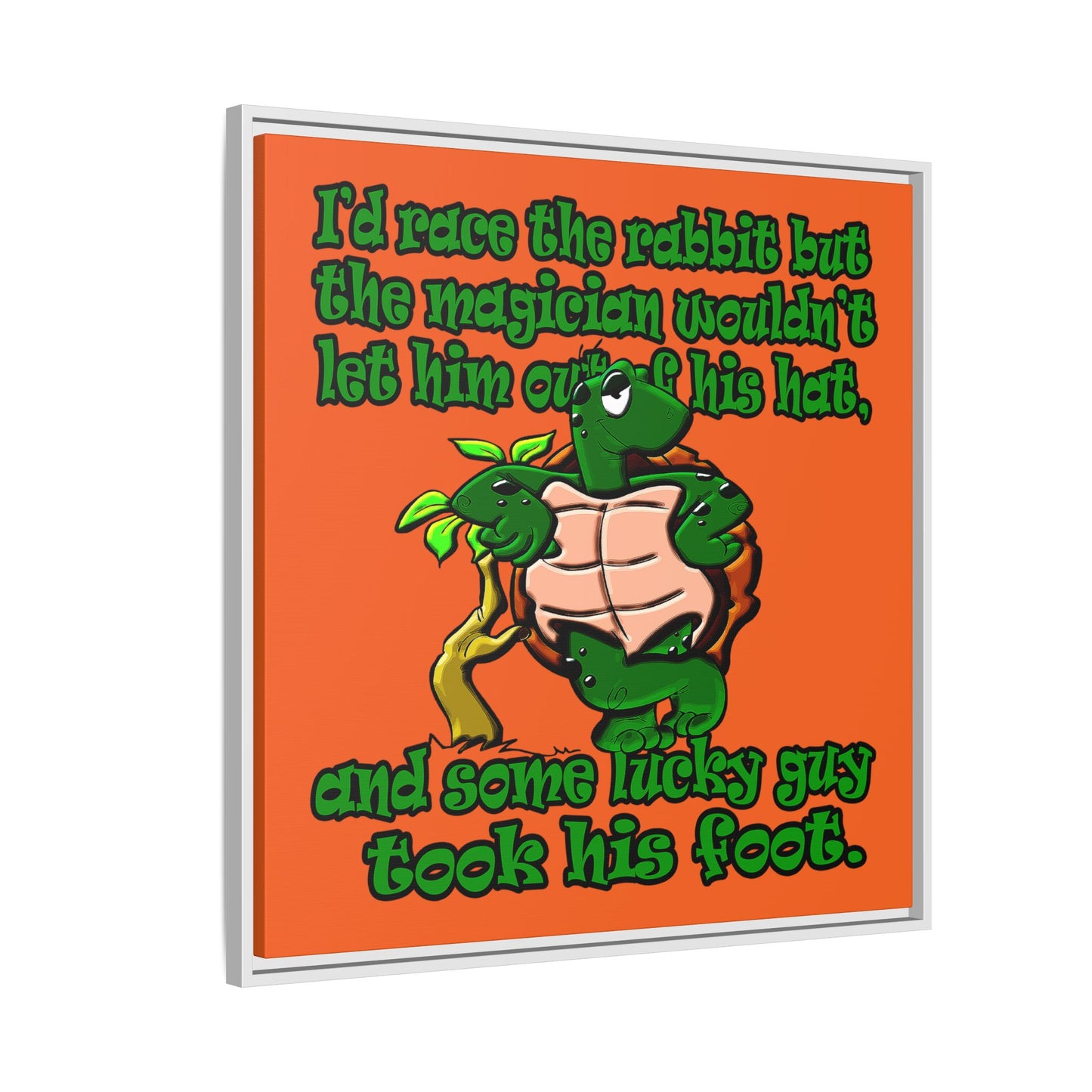 turtle race - framed canvas art (orange)
