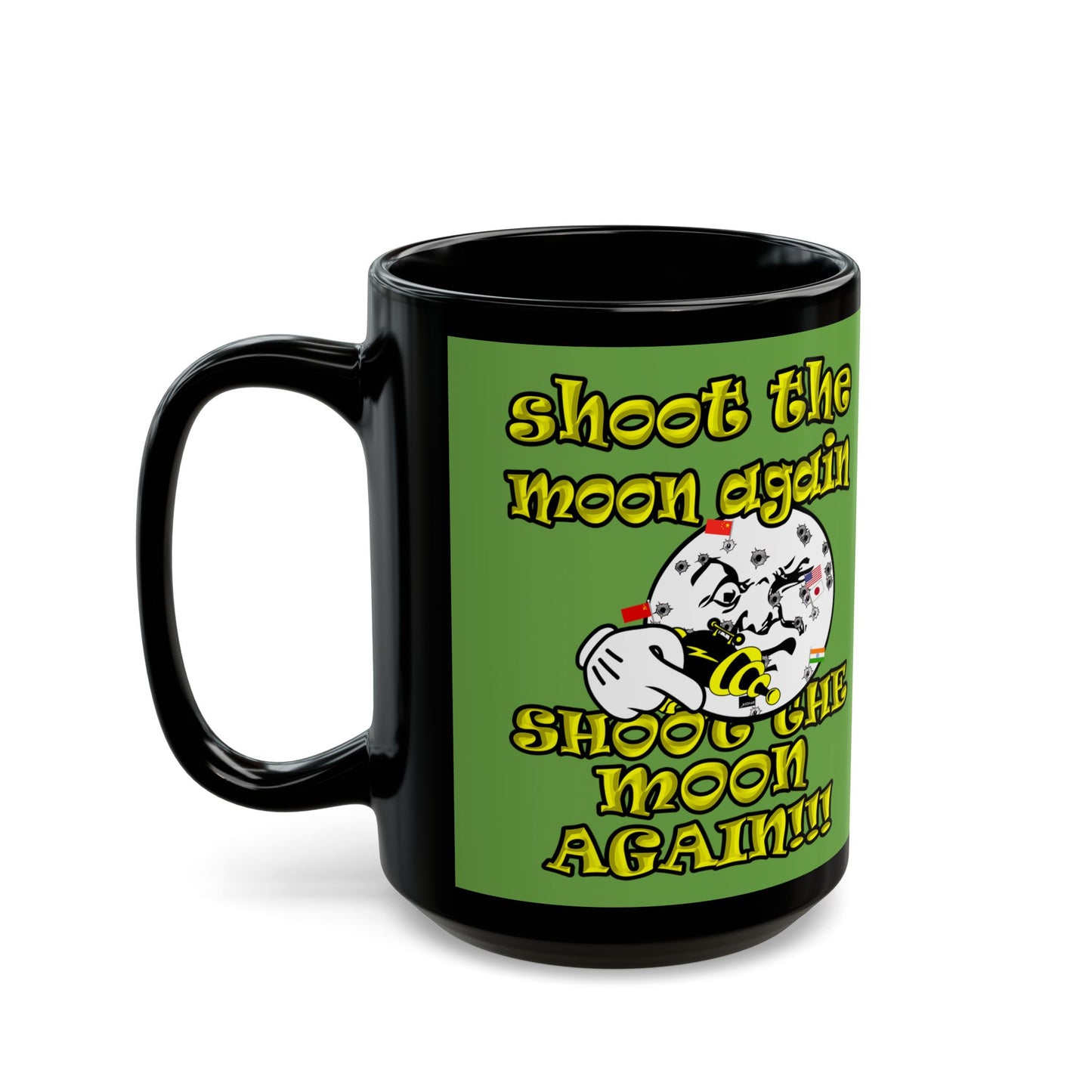 shoot the moon again - Black Mug (green)