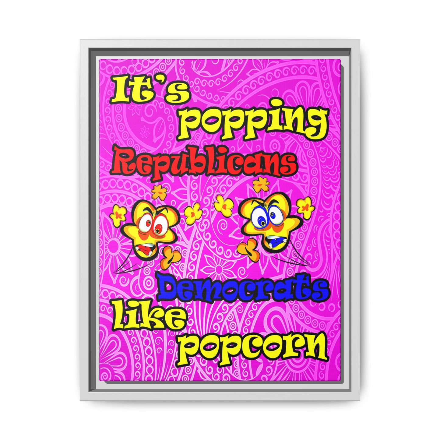 popping like popcorn - framed canvas art (pink swirl)