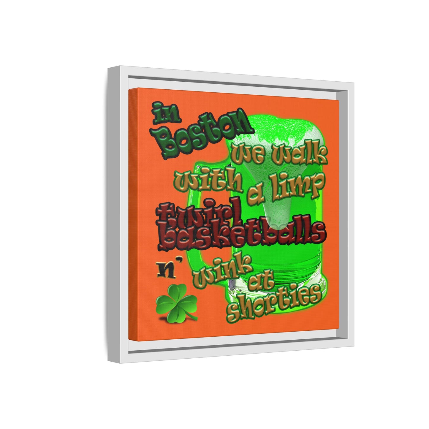 celtics logo - framed canvas art (orange)