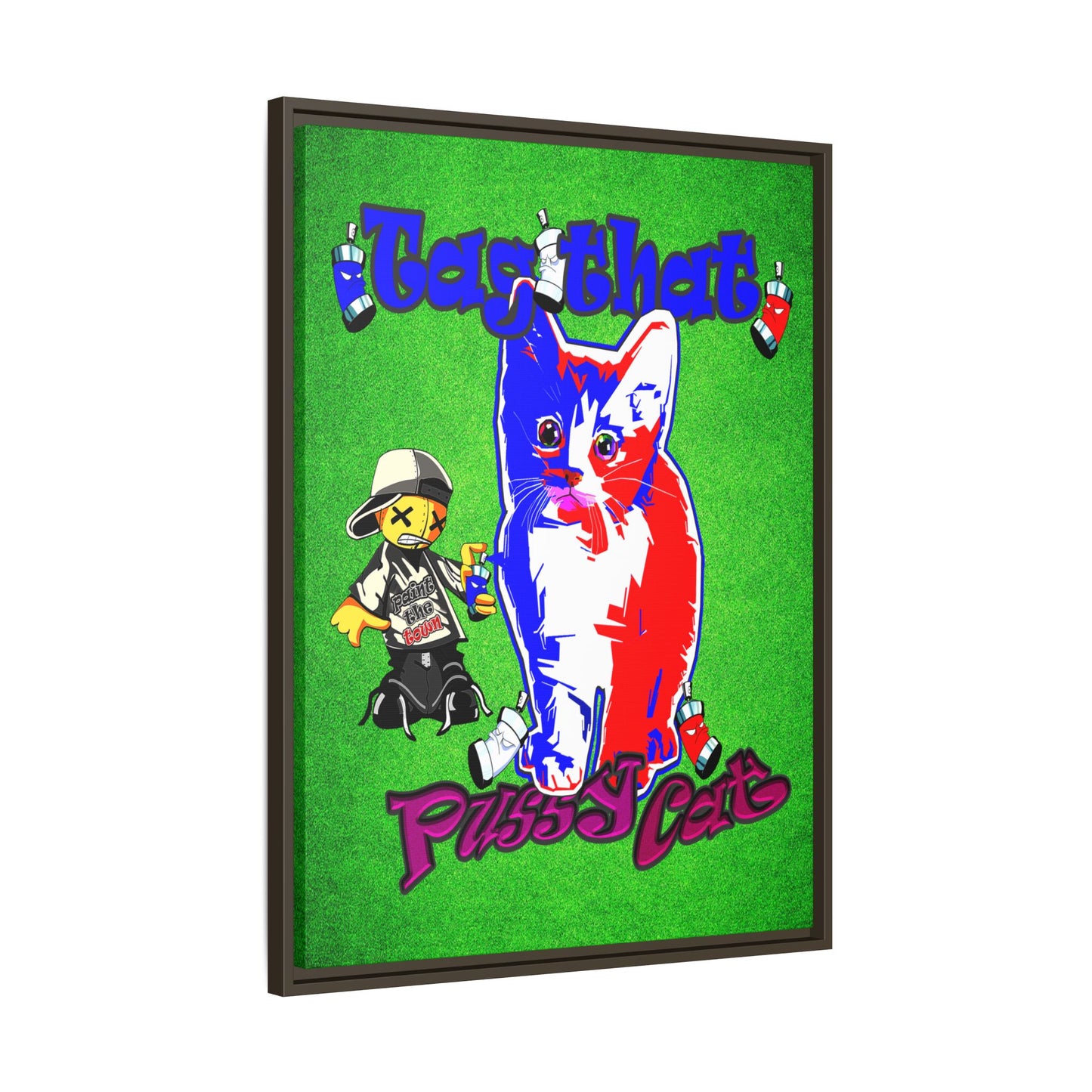 tag that - framed canvas art (green turf)