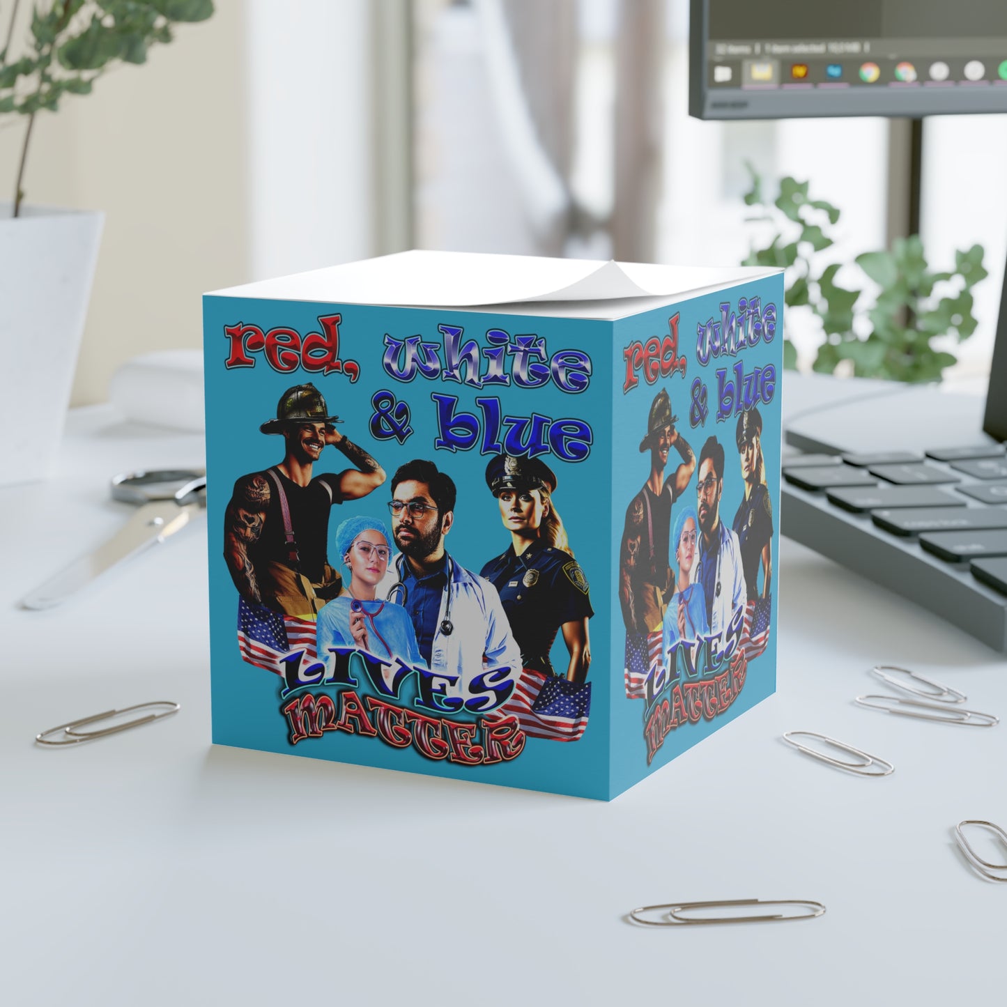 rw&b lives matter - note cube (turquoise)
