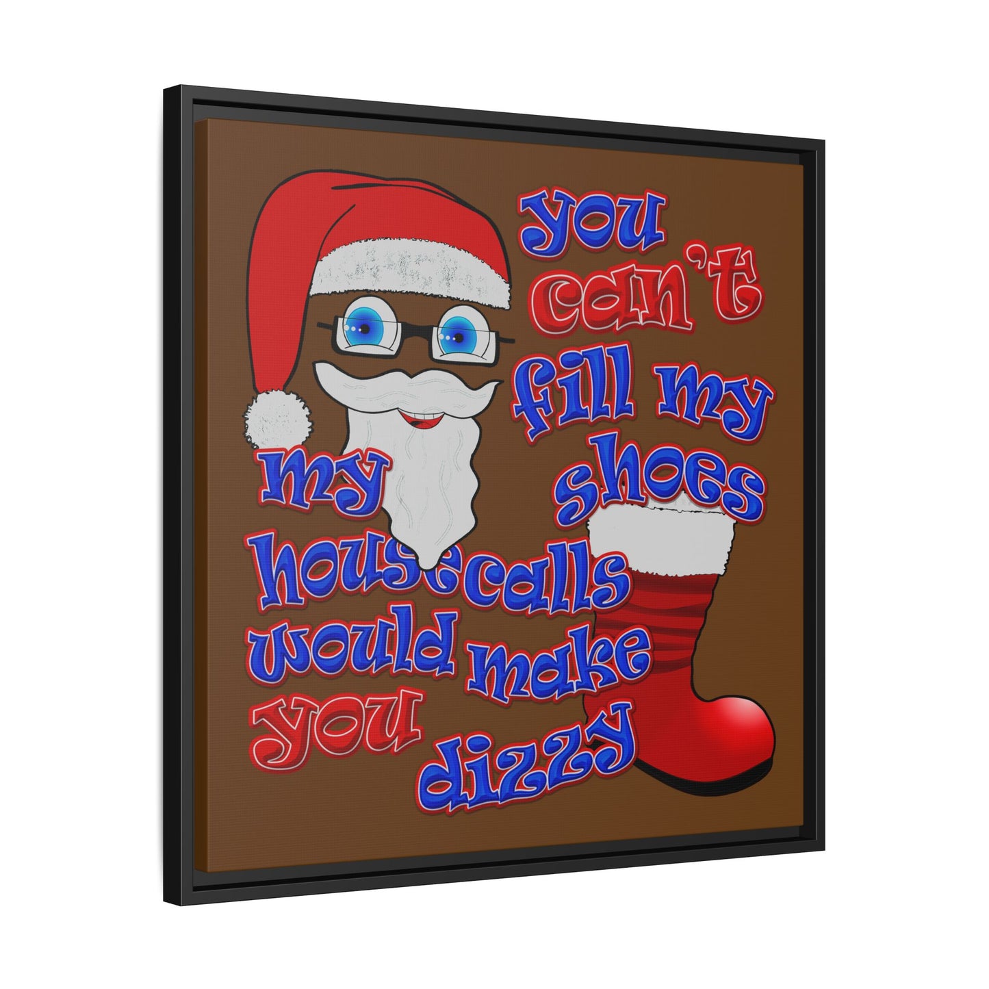 santa's shoes - framed canvas art (brown)