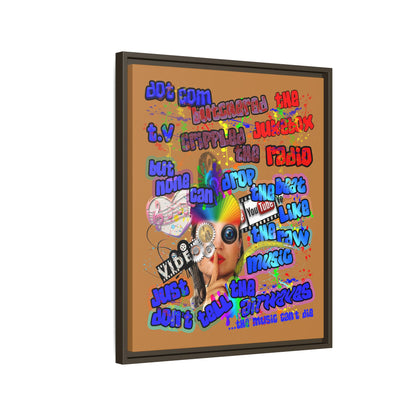 drop the beat - framed canvas art (light brown)