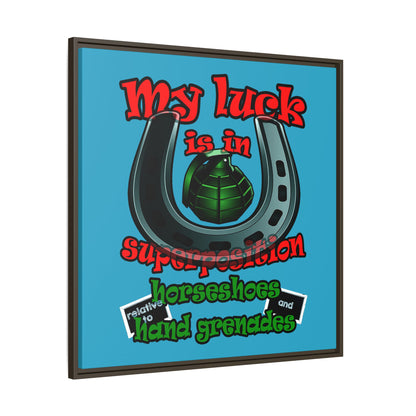 my luck - framed canvas art (turquoise)