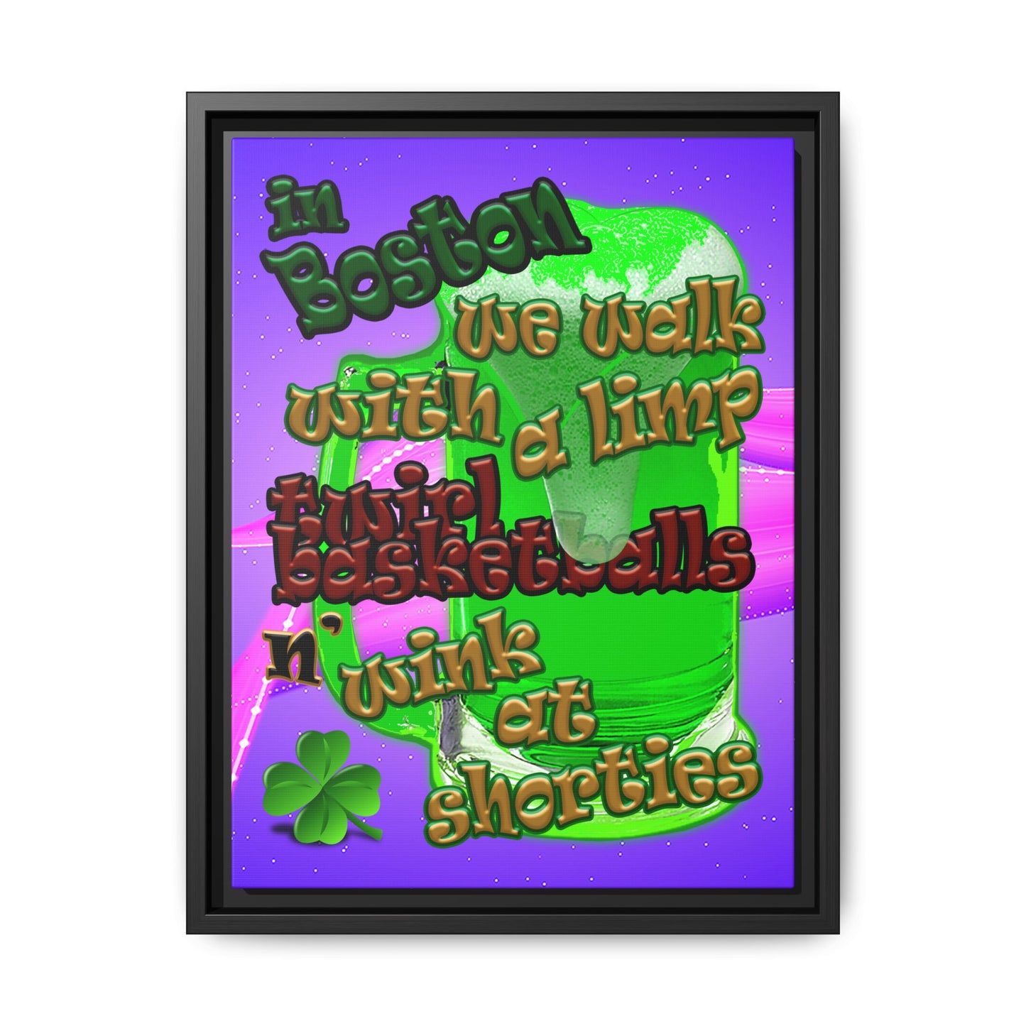 celtics logo - framed canvas art (purple-pink wave)