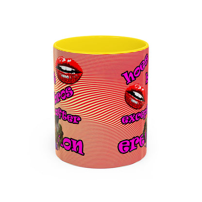 hoes b4 bros - Accent Mug (yellow-orange wave)