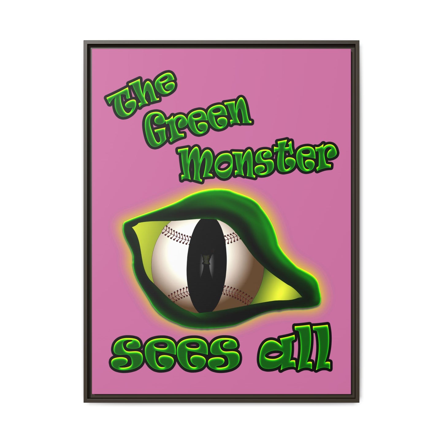 green monster - framed canvas art (light pink)