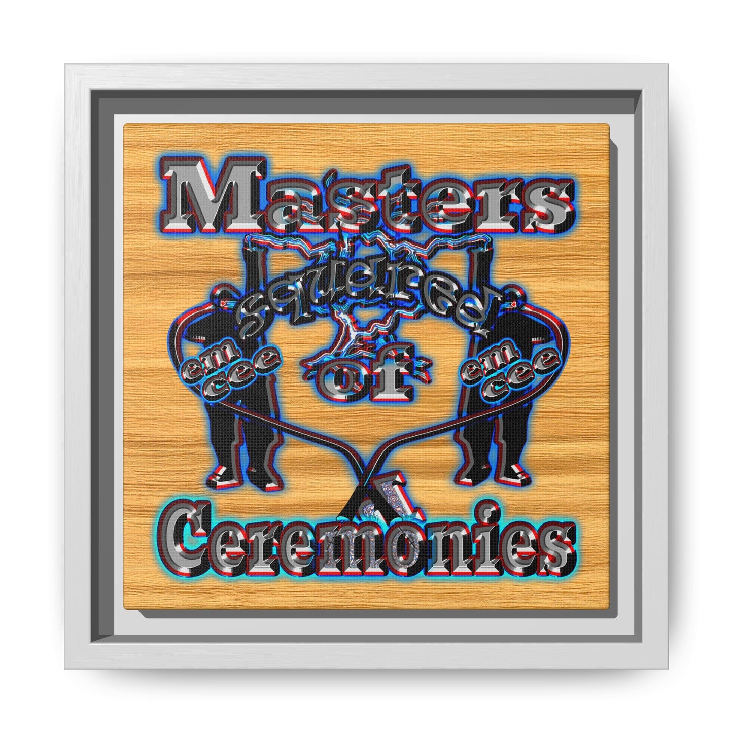 em cee squared - framed canvas art (butterscotch wood finish)