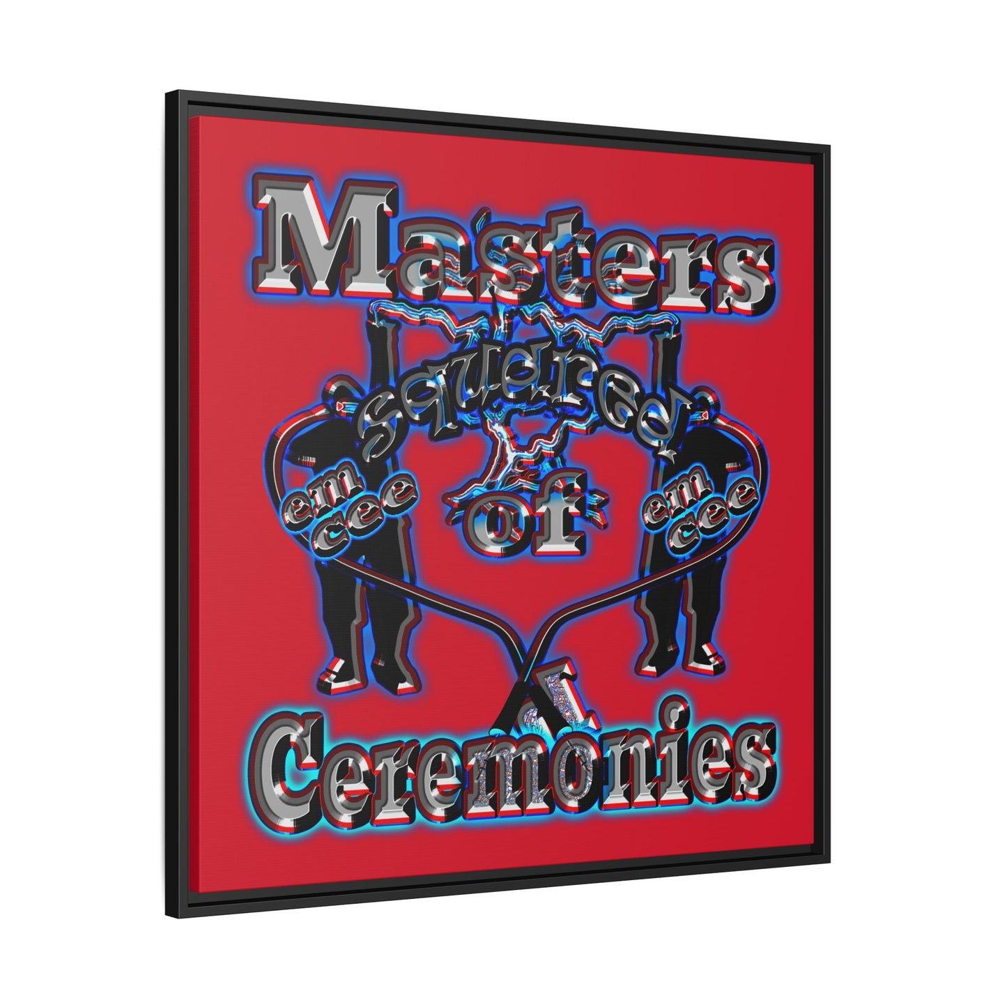 em cee squared - framed canvas art (dark red)