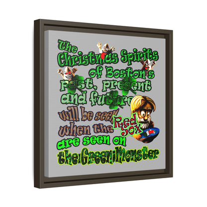 christmas spirits of boston - framed canvas art (light grey)