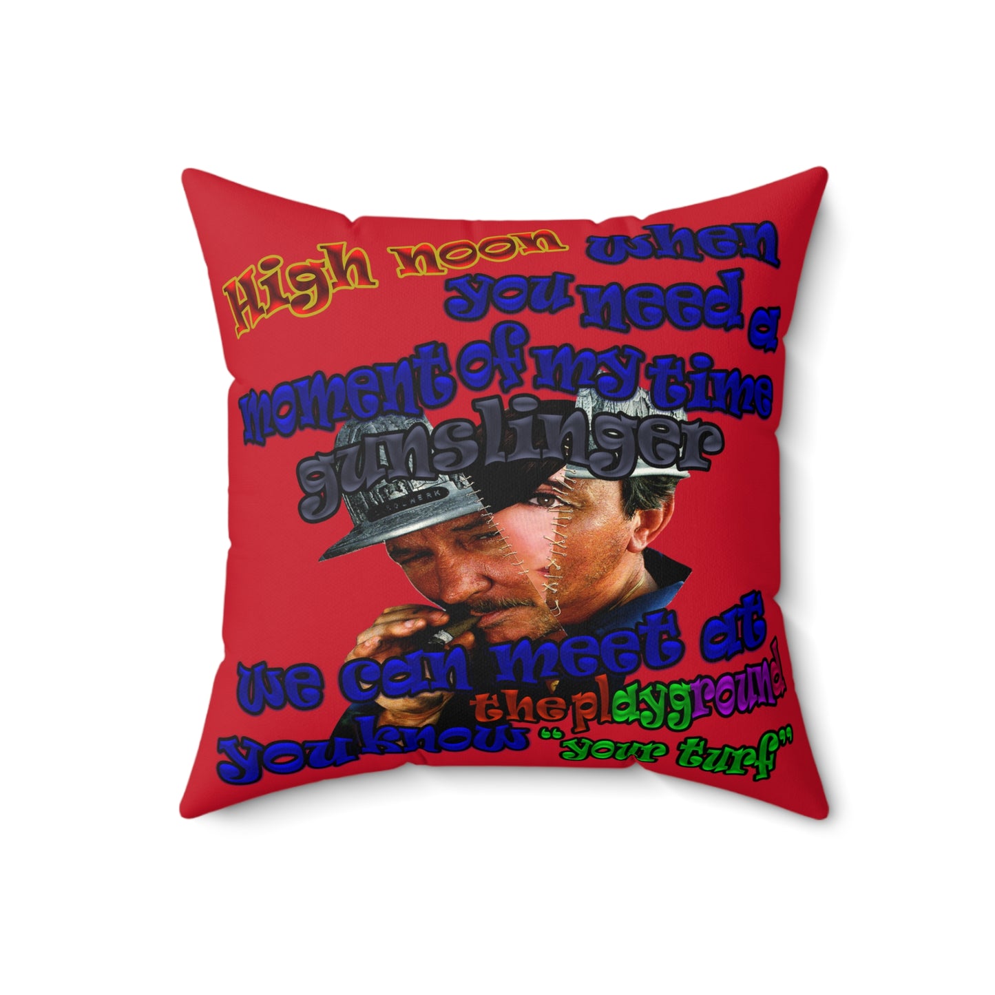 high noon - Spun Polyester Square Pillow - (dark red)