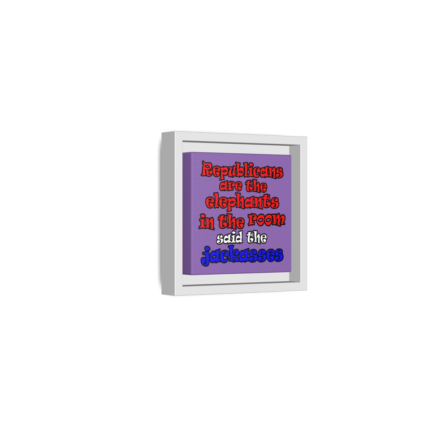 donkeys and elephants - framed canvas art (light purple)