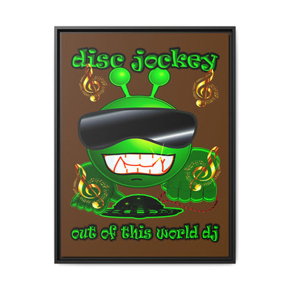 disc jockey - framed canvas art (brown)