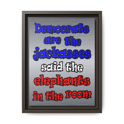 donkeys and elephants - framed canvas art (brushed nickel)