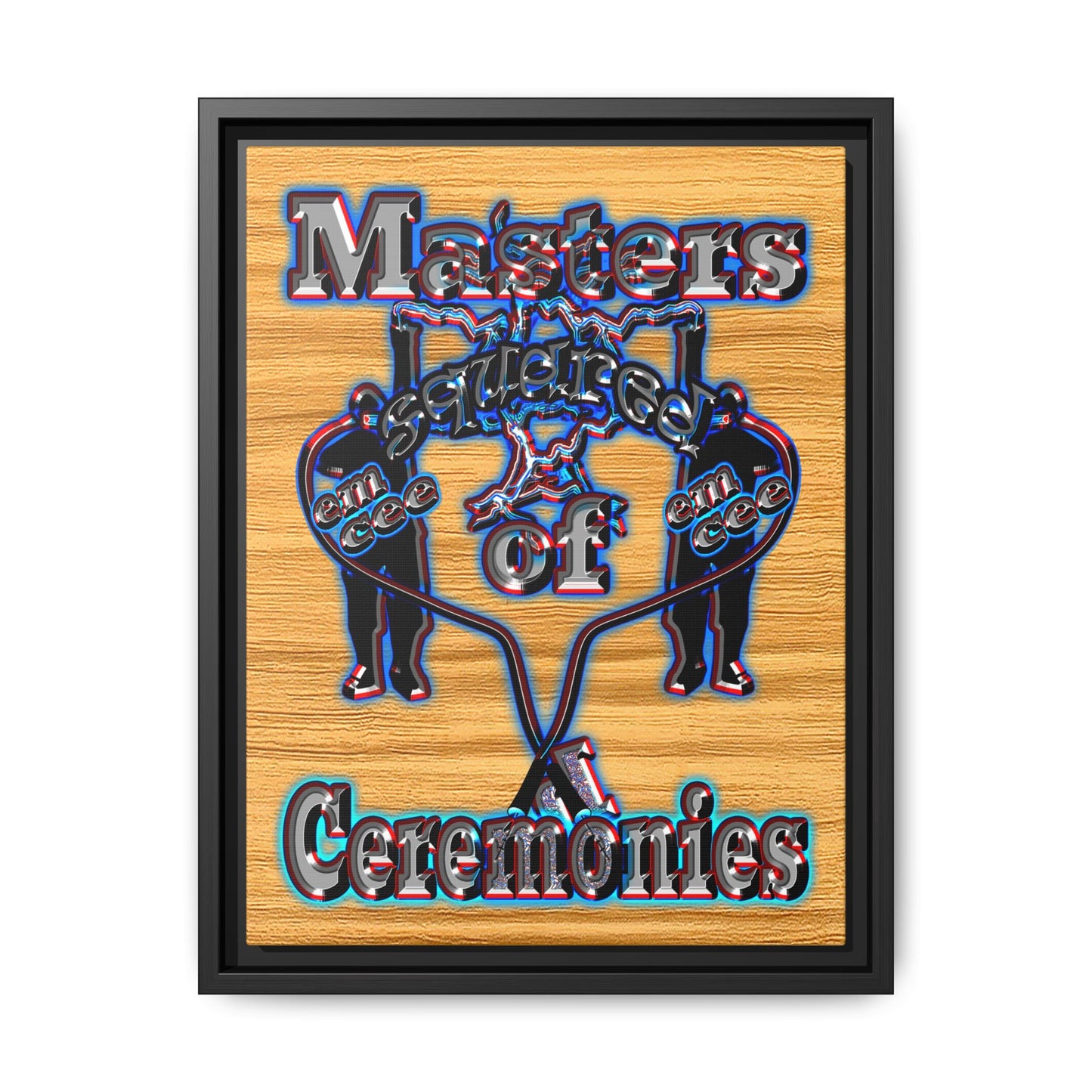em cee squared - framed canvas art (butterscotch wood finish)