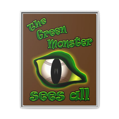 green monster - framed canvas art (brown)